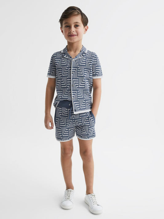 Reiss Co-Ords | Jazz Abstract Printed Shorts Airforce Blue - Children