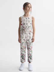 Reiss Co-Ords | Kemi Floral Print Drawstring Joggers Pink Print - Children