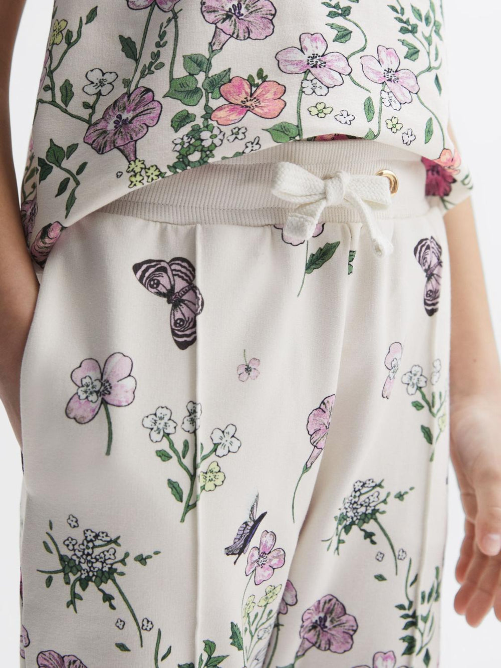 Reiss Co-Ords | Kemi Floral Print Drawstring Joggers Pink Print - Children