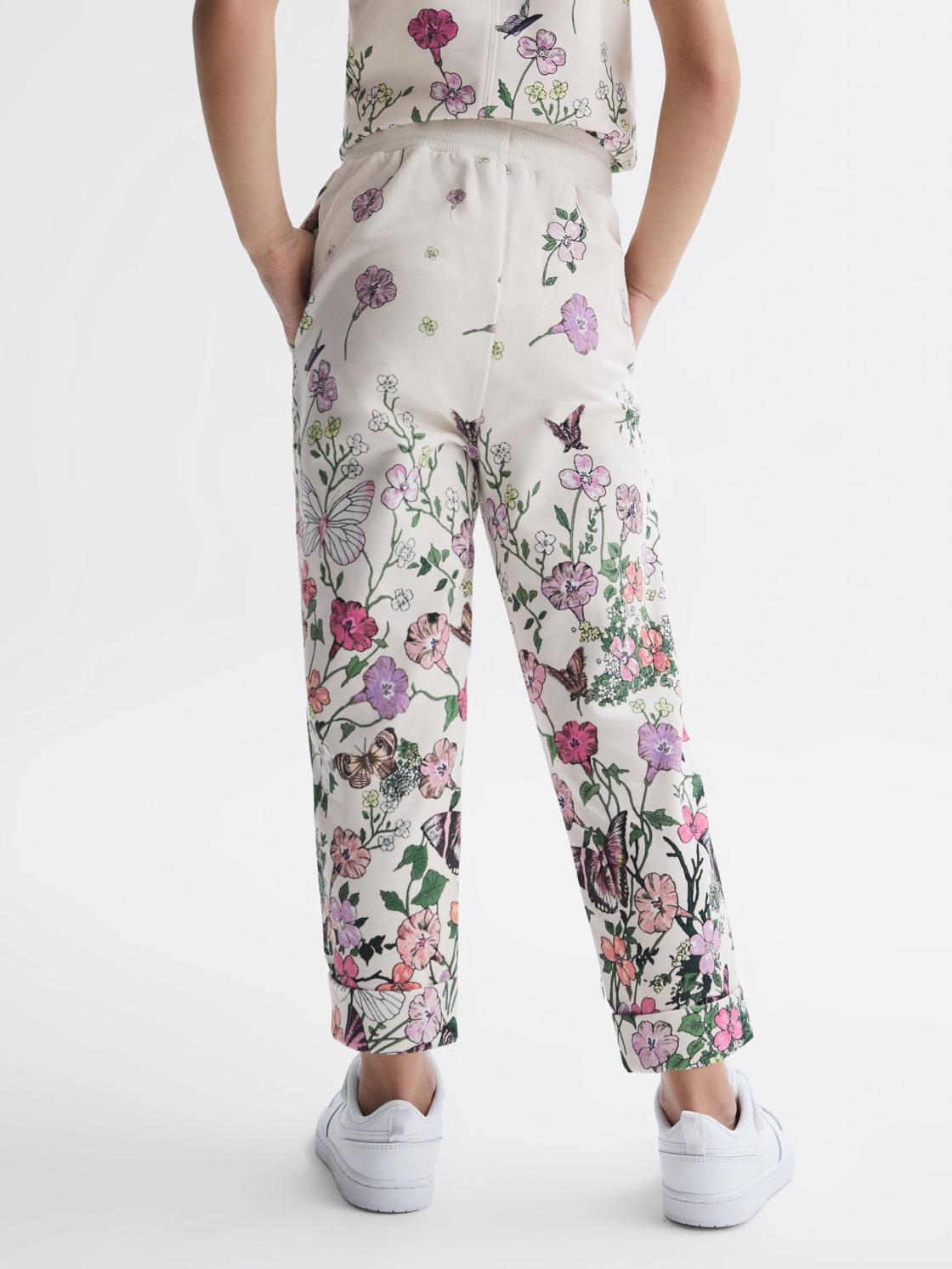 Reiss Co-Ords | Kemi Floral Print Drawstring Joggers Pink Print - Children