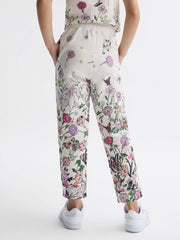 Reiss Co-Ords | Kemi Floral Print Drawstring Joggers Pink Print - Children