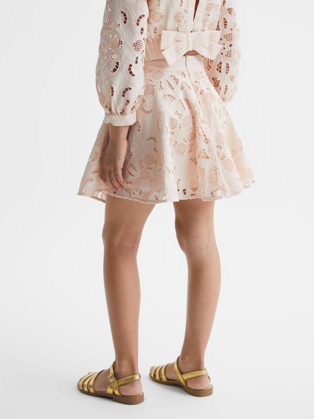 Reiss Co-Ords | Nella High Rise Lace Skirt Pink - Children