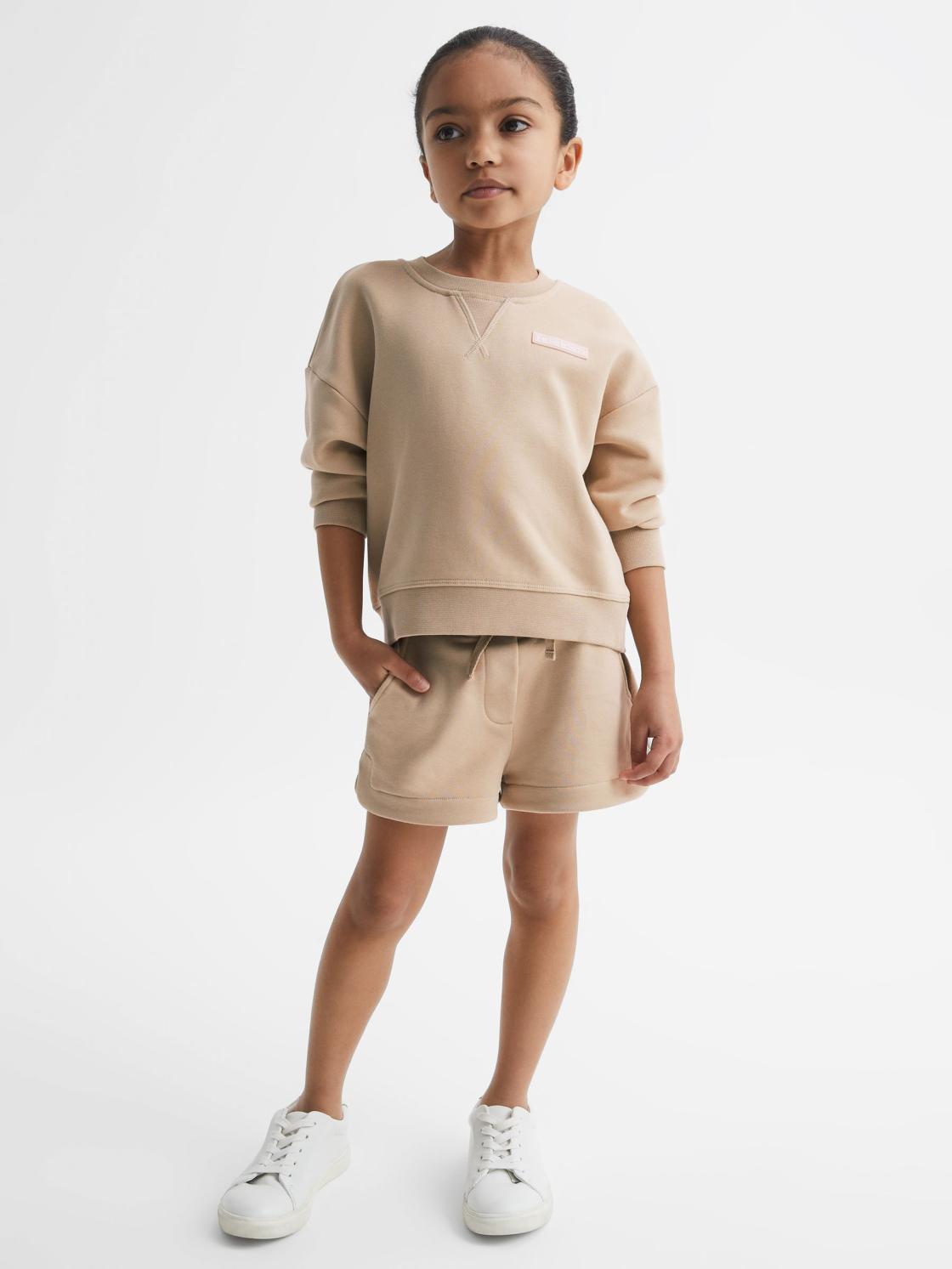 Reiss Co-Ords | Nina Floral Print Set - Sweatshirt And Shorts Camel - Children