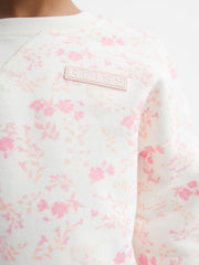 Reiss Co-Ords | Nina Floral Print Set - Sweatshirt And Shorts Pink Print - Children