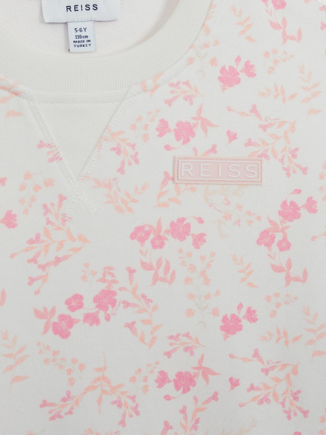 Reiss Co-Ords | Nina Floral Print Set - Sweatshirt And Shorts Pink Print - Children