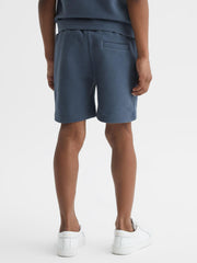 Reiss Co-Ords | Robin Slim Fit Textured Drawstring Shorts Airforce Blue - Children