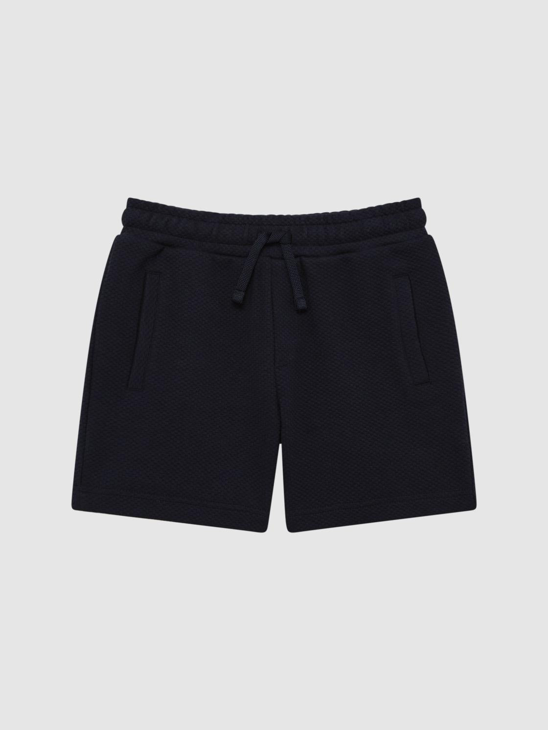 Reiss Co-Ords | Robin Slim Fit Textured Drawstring Shorts Navy - Children