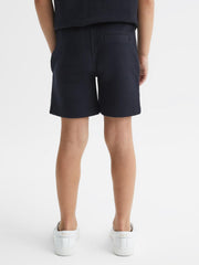 Reiss Co-Ords | Robin Slim Fit Textured Drawstring Shorts Navy - Children