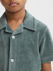 Reiss Co-Ords | Santal Cuban Collar Ribbed Textured Shirt Sage - Children