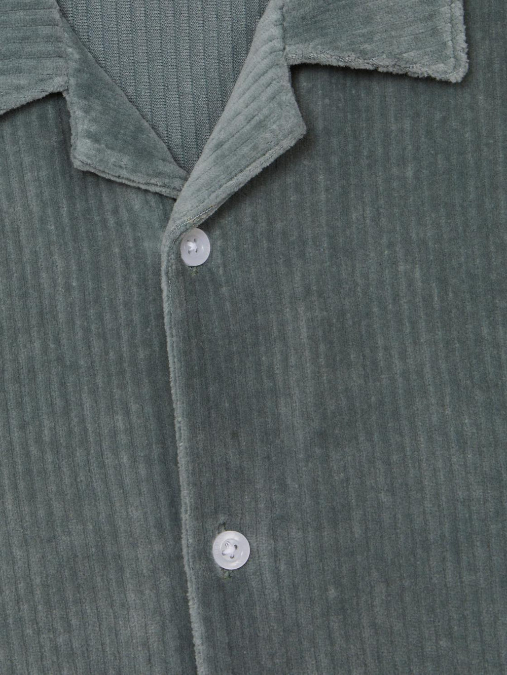 Reiss Co-Ords | Santal Cuban Collar Ribbed Textured Shirt Sage - Children