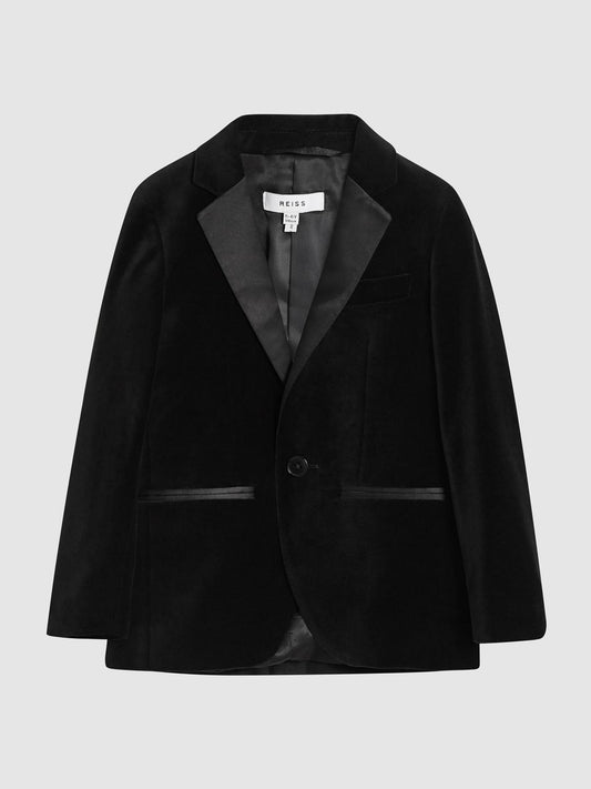 Reiss Coats &amp; Jackets | Ace Velvet Single Breasted Blazer Black - Children