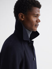 Reiss Coats &amp; Jackets | Adventurer Raglan Sleeve Overcoat Navy - Men
