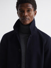 Reiss Coats &amp; Jackets | Adventurer Raglan Sleeve Overcoat Navy - Men