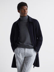 Reiss Coats &amp; Jackets | Adventurer Raglan Sleeve Overcoat Navy - Men