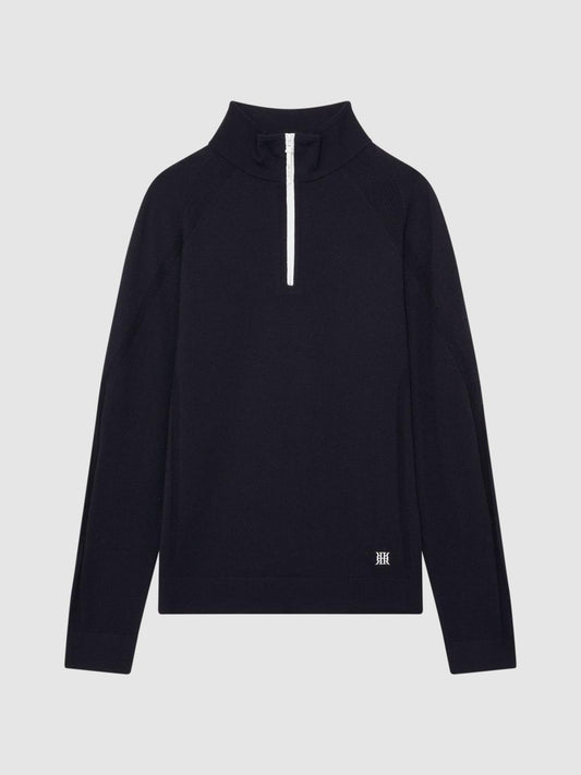 Reiss Coats &amp; Jackets | Affleck Golf Stretch Merino Zip Neck Jumper Navy - Men