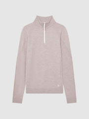 Reiss Coats &amp; Jackets | Affleck Golf Stretch Merino Zip Neck Jumper Stone Melange - Men