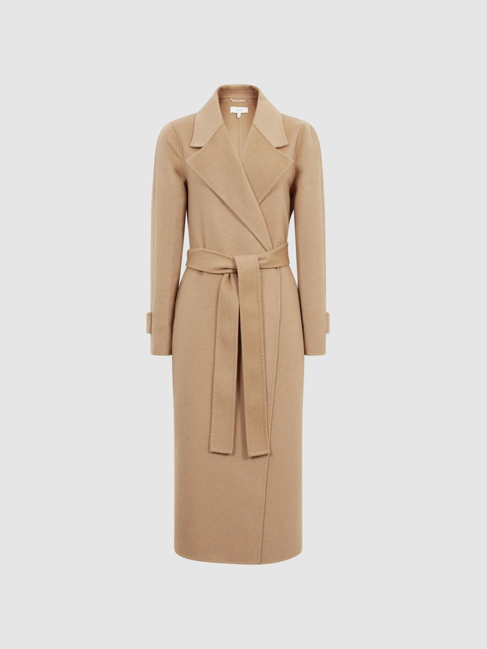 Reiss Coats &amp; Jackets | Agnes Belted Blindseam Wool Longline Coat Camel - Women