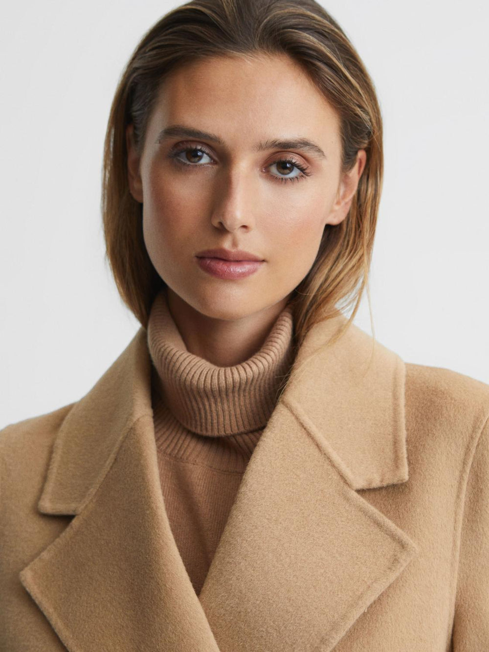 Reiss Coats &amp; Jackets | Agnes Belted Blindseam Wool Longline Coat Camel - Women