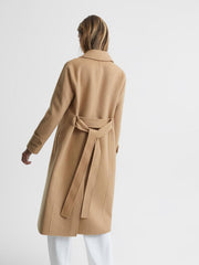 Reiss Coats &amp; Jackets | Agnes Belted Blindseam Wool Longline Coat Camel - Women