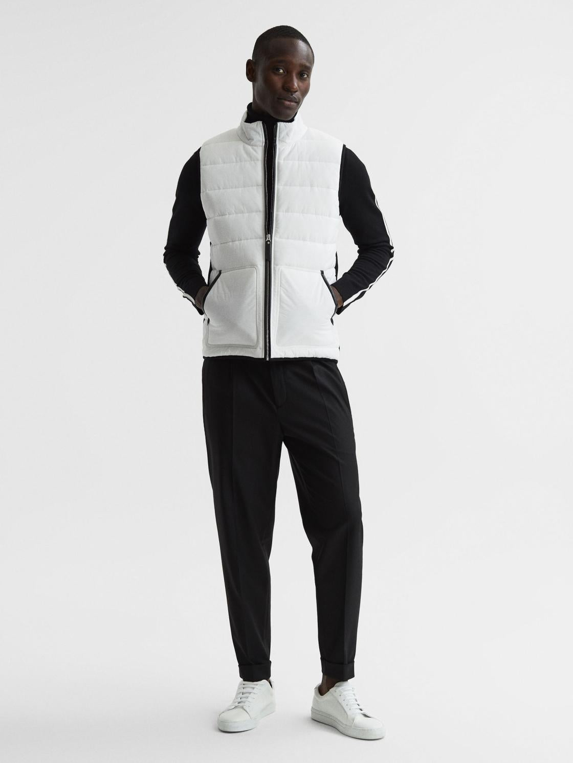 Reiss Coats &amp; Jackets | Ascot Hybrid Funnel Neck Gilet White - Men