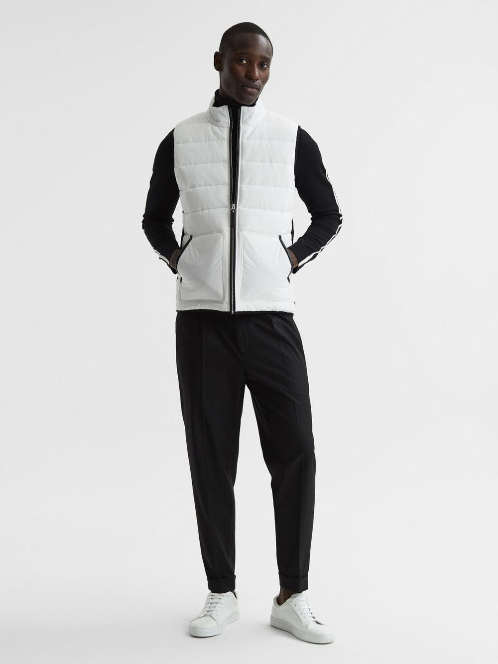 Reiss Coats &amp; Jackets | Ascot Hybrid Funnel Neck Gilet White - Men