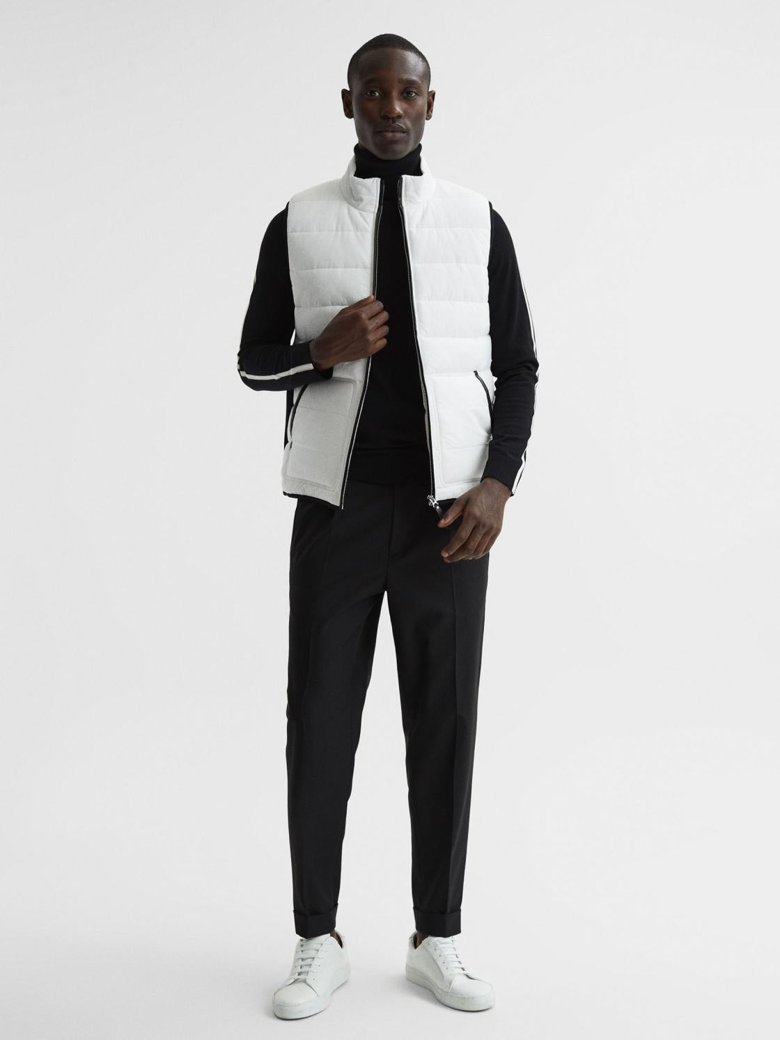 Reiss Coats &amp; Jackets | Ascot Hybrid Funnel Neck Gilet White - Men