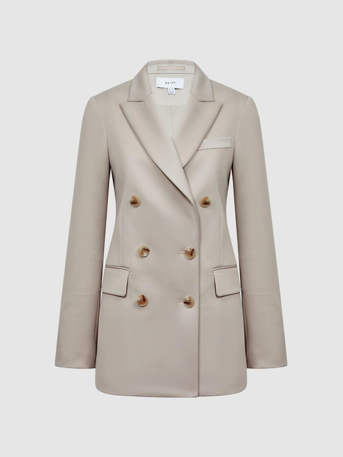 Reiss Coats &amp; Jackets | Astrid Double Breasted Wool Blend Blazer Neutral - Women