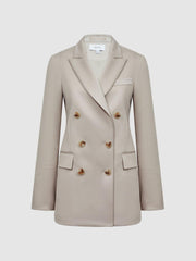Reiss Coats &amp; Jackets | Astrid Double Breasted Wool Blend Blazer Neutral - Women