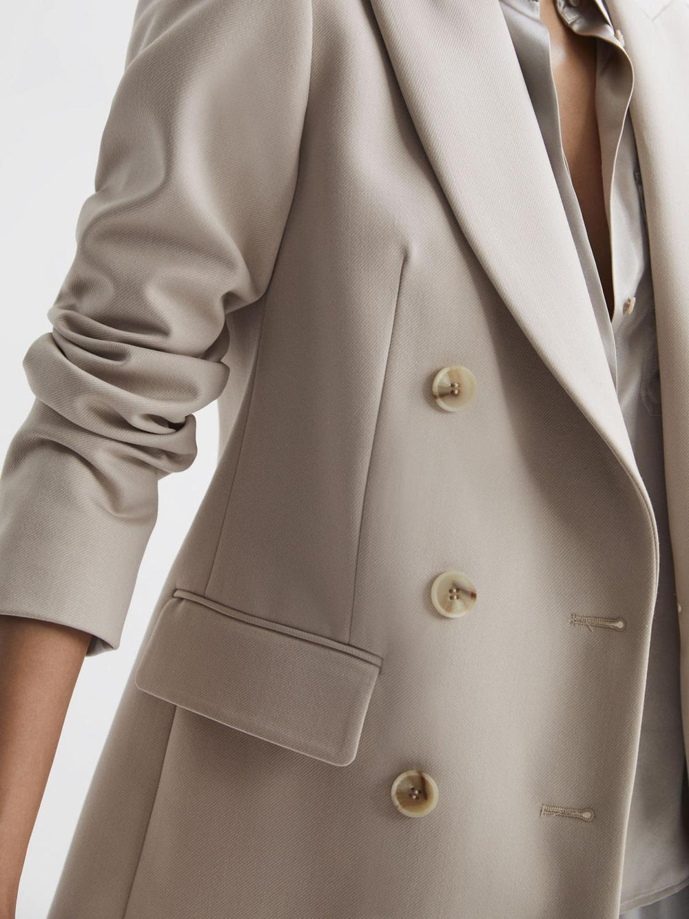 Reiss Coats &amp; Jackets | Astrid Double Breasted Wool Blend Blazer Neutral - Women