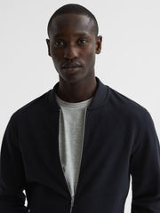 Reiss Coats &amp; Jackets | Bolton Slim Fit Zip Through Textured Jacket Navy - Men
