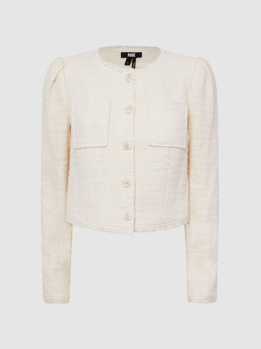 Reiss Coats &amp; Jackets | Cambridge Paige Frayed Textured Jacket Cream - Women