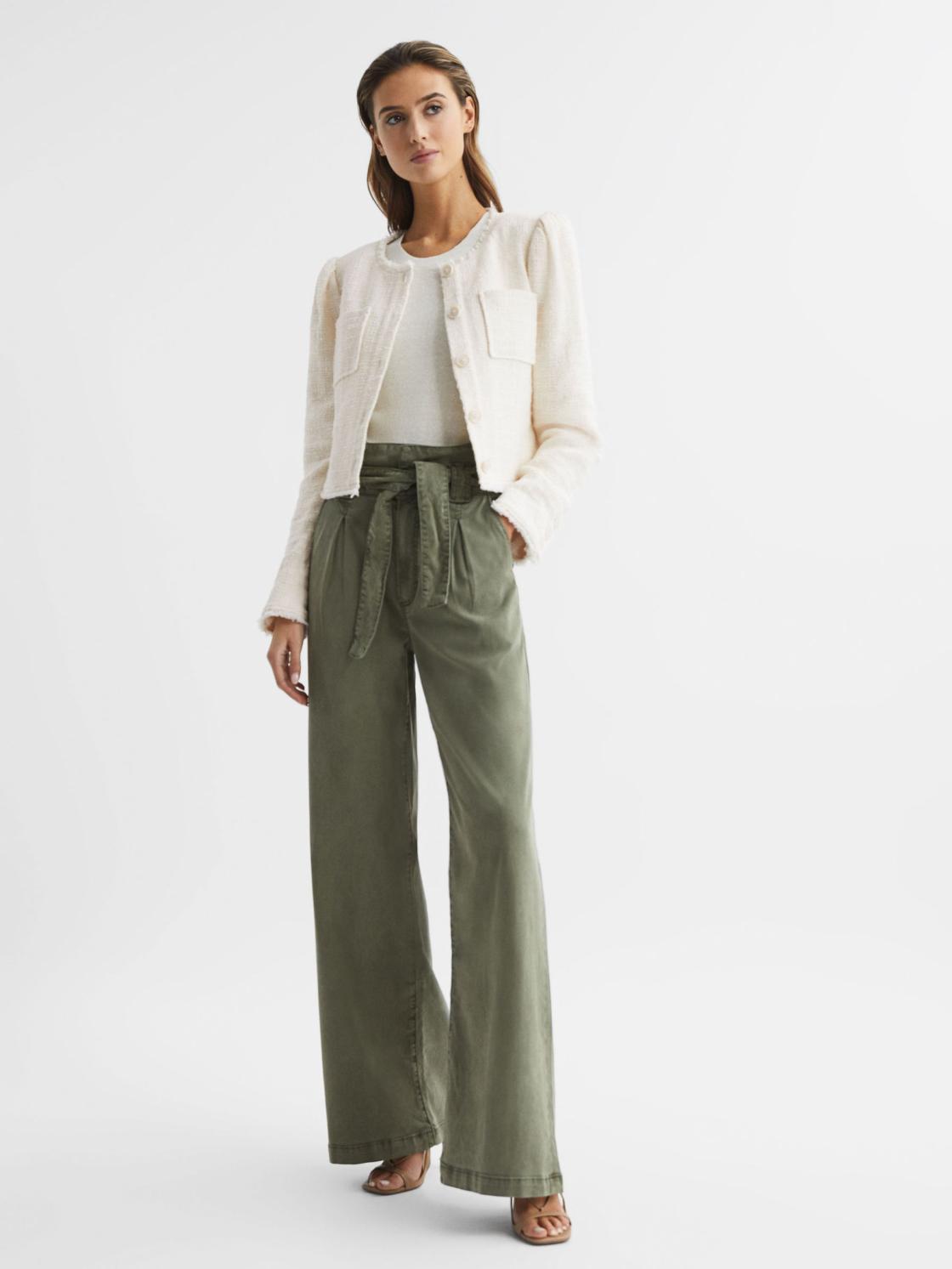 Reiss Coats &amp; Jackets | Cambridge Paige Frayed Textured Jacket Cream - Women