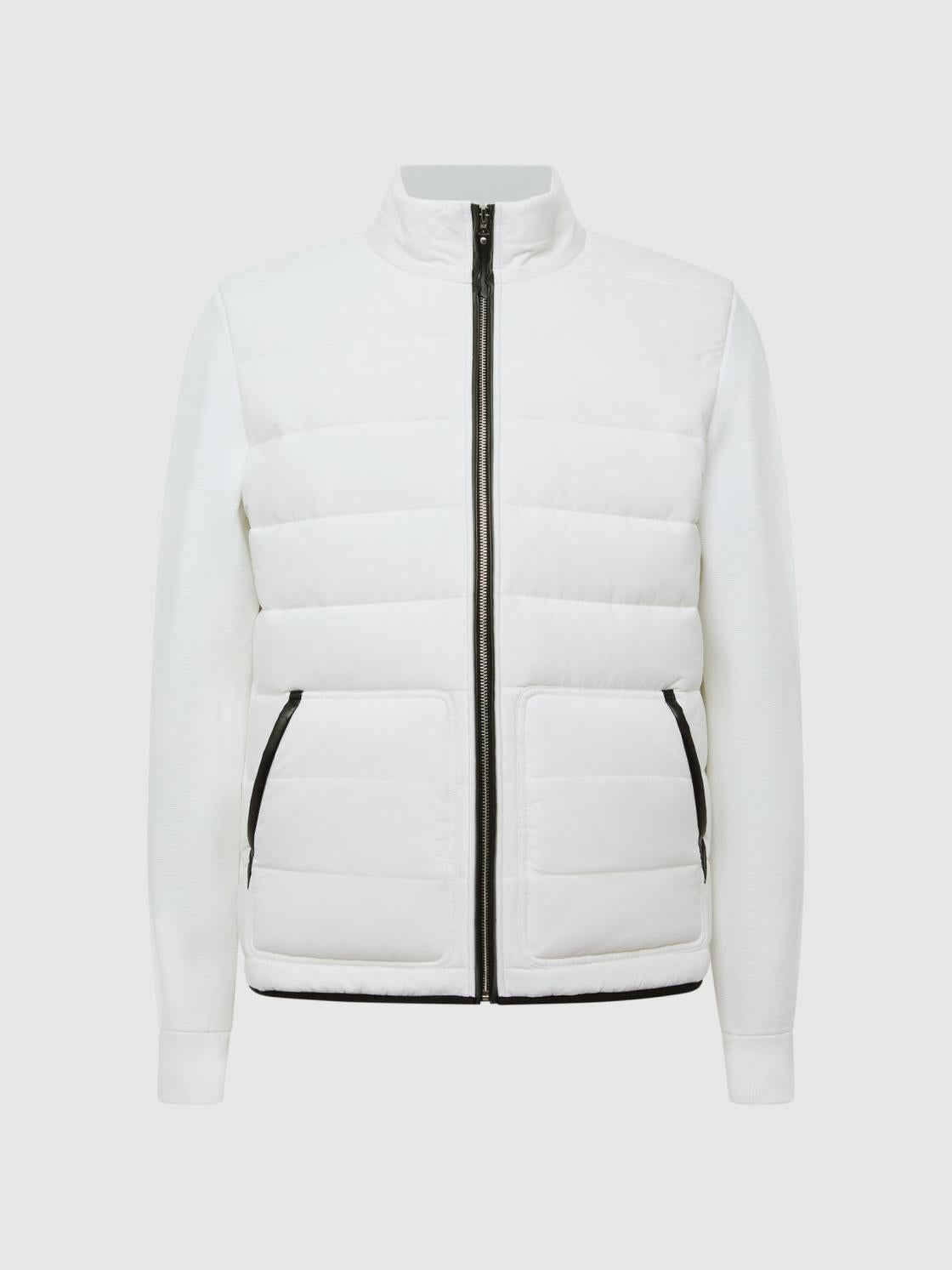 Reiss Coats &amp; Jackets | Chiltern Hybrid Funnel Neck Jacket White - Men