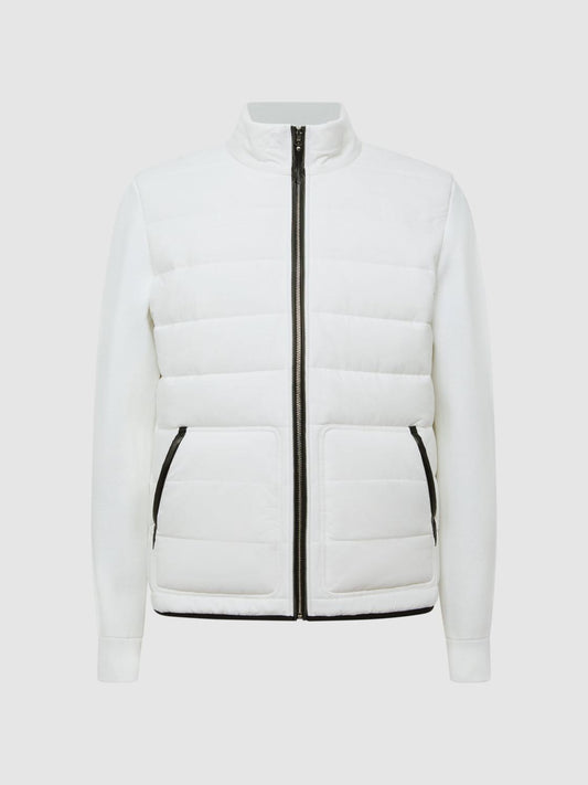 Reiss Coats &amp; Jackets | Chiltern Hybrid Funnel Neck Jacket White - Men