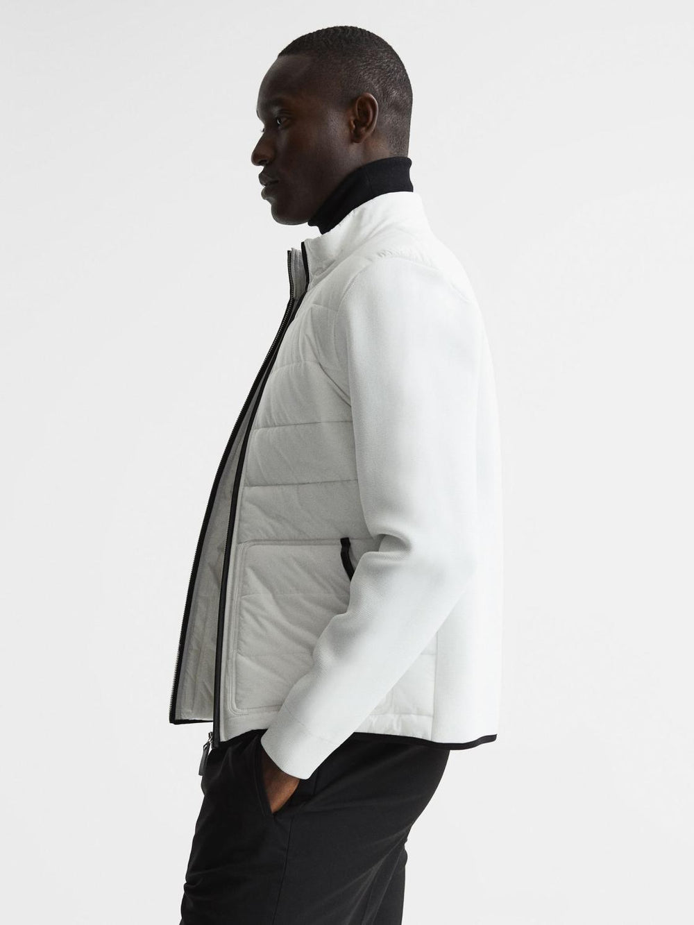 Reiss Coats &amp; Jackets | Chiltern Hybrid Funnel Neck Jacket White - Men