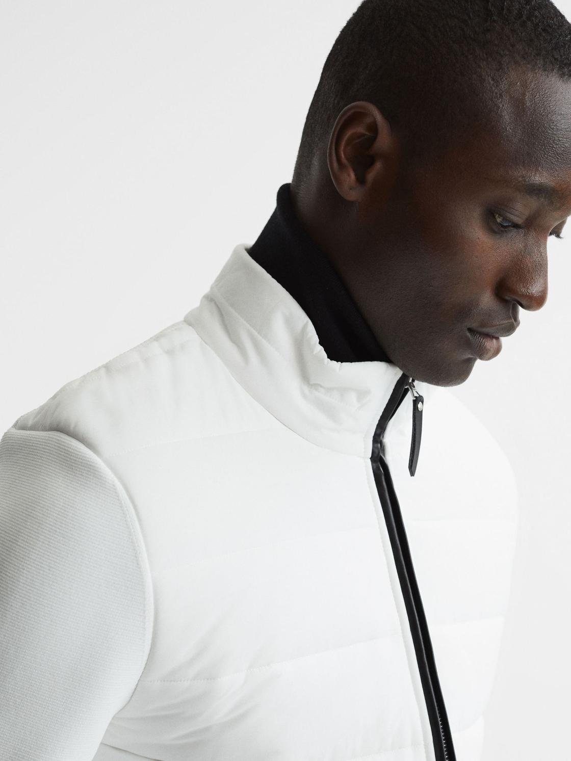 Reiss Coats &amp; Jackets | Chiltern Hybrid Funnel Neck Jacket White - Men