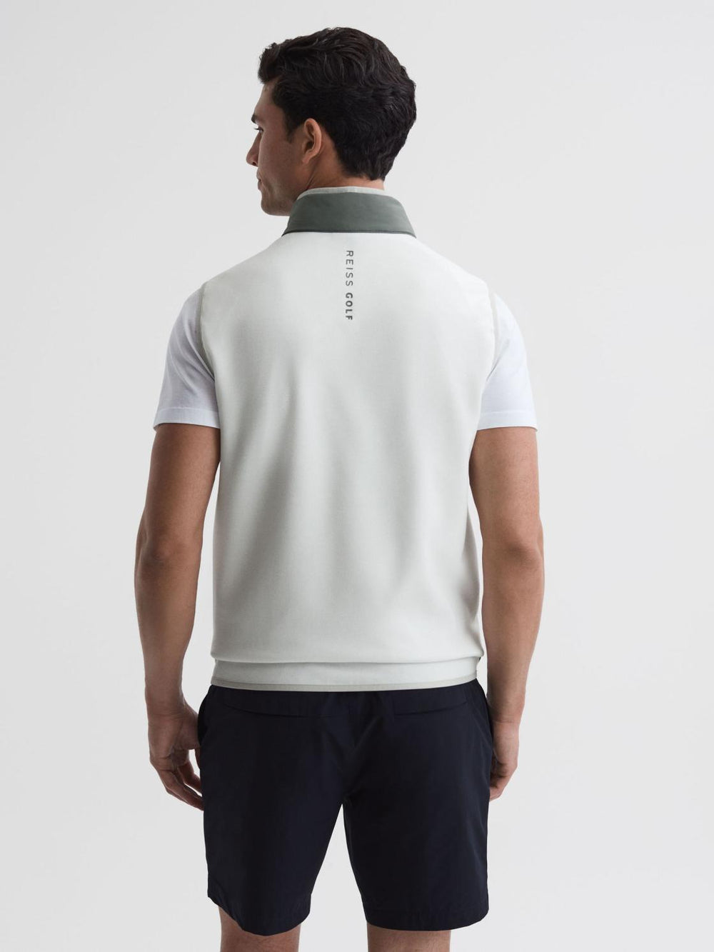 Reiss Coats &amp; Jackets | Clubhouse Funnel Neck Hybrid Quilted Gilet Sage/white - Men