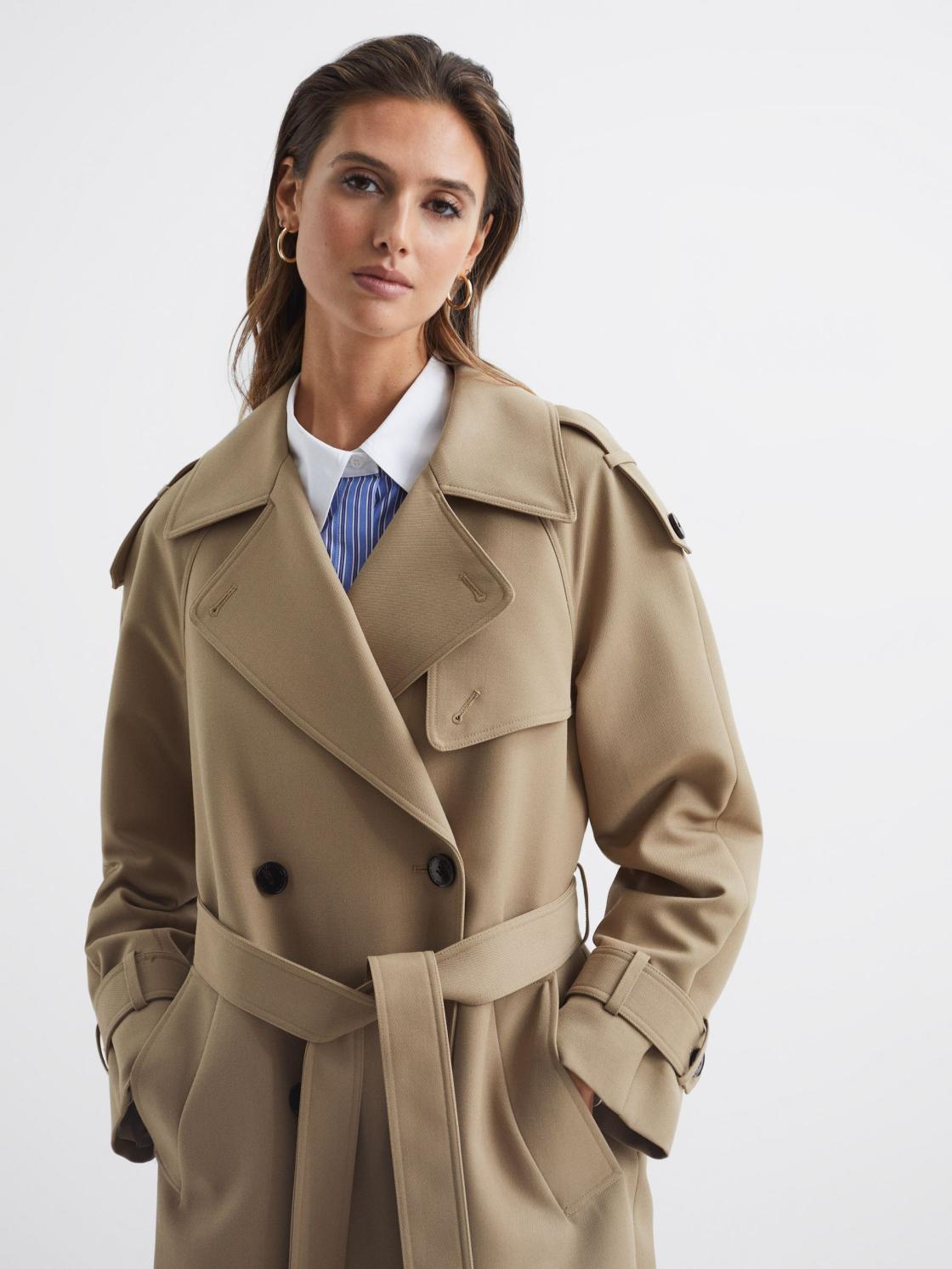 Reiss Coats &amp; Jackets | Daria Wool Trench Coat Stone - Women
