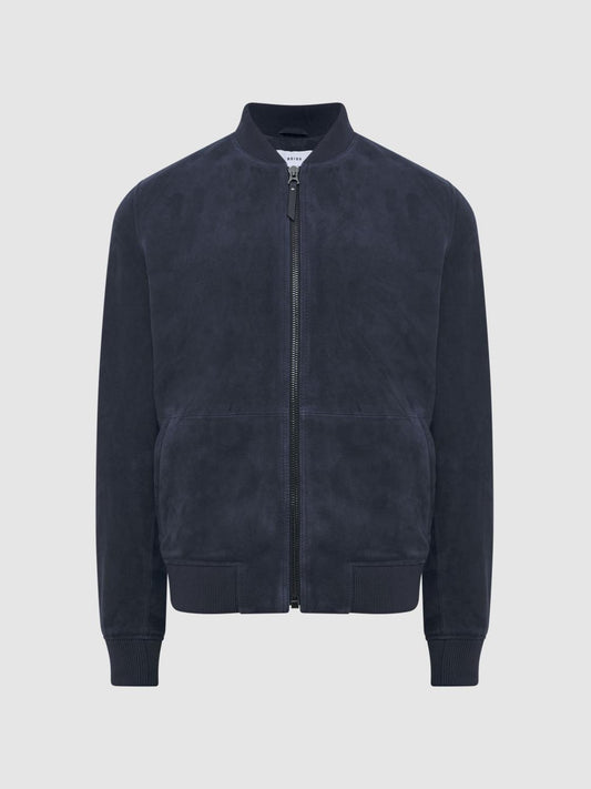 Reiss Coats &amp; Jackets | Dilan Suede Zip Through Bomber Jacket Denim Blue - Men