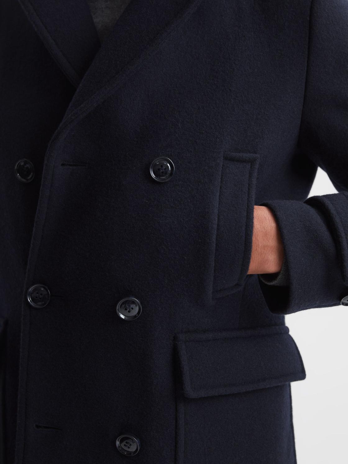 Reiss Coats &amp; Jackets | Fall Double Breasted Wool Blend Military Overcoat Navy - Men