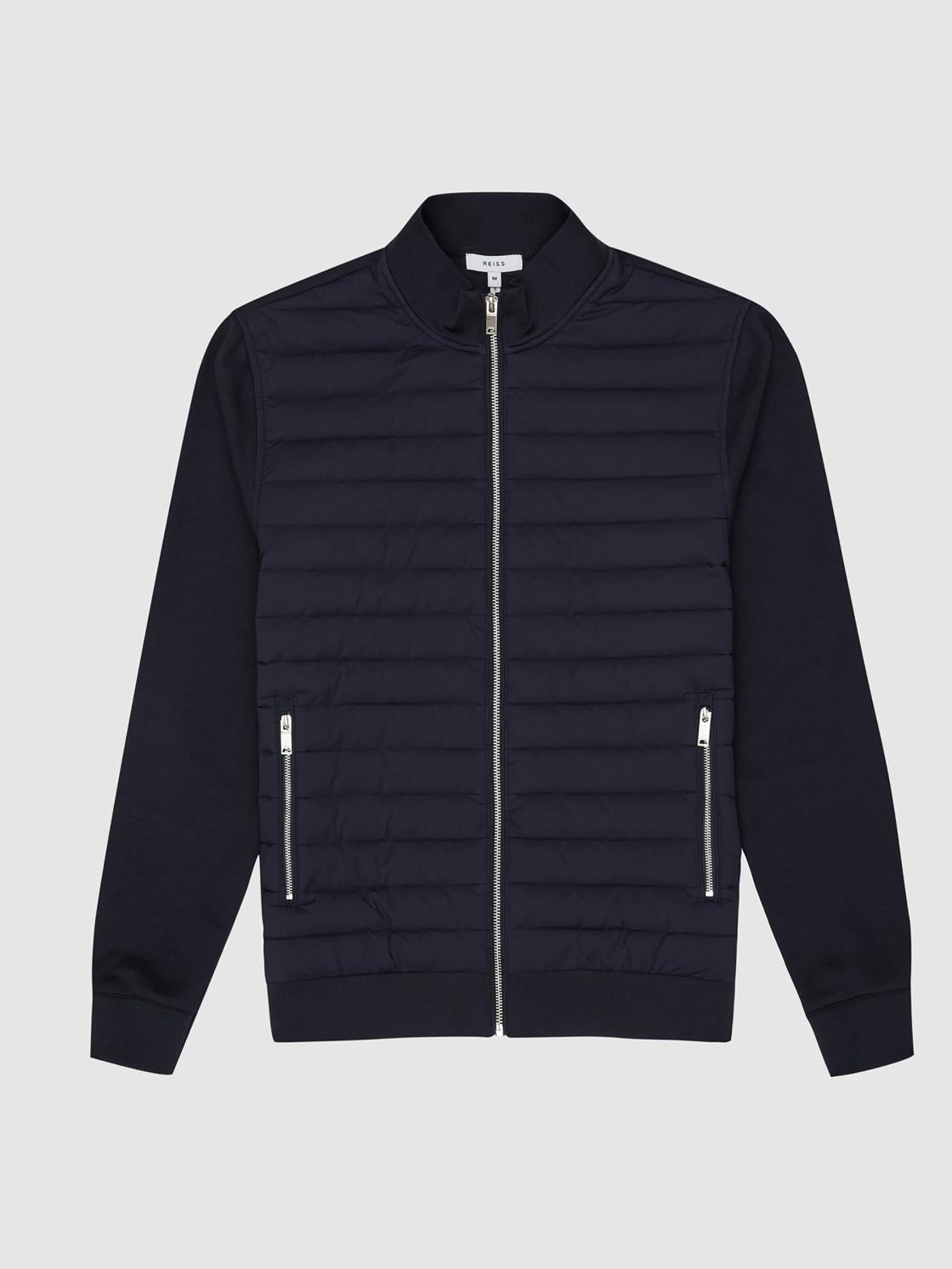 Reiss Coats &amp; Jackets | Flintoff Quilted Hybrid Jacket Navy - Men