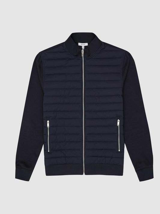 Reiss Coats &amp; Jackets | Flintoff Quilted Hybrid Jacket Navy - Men