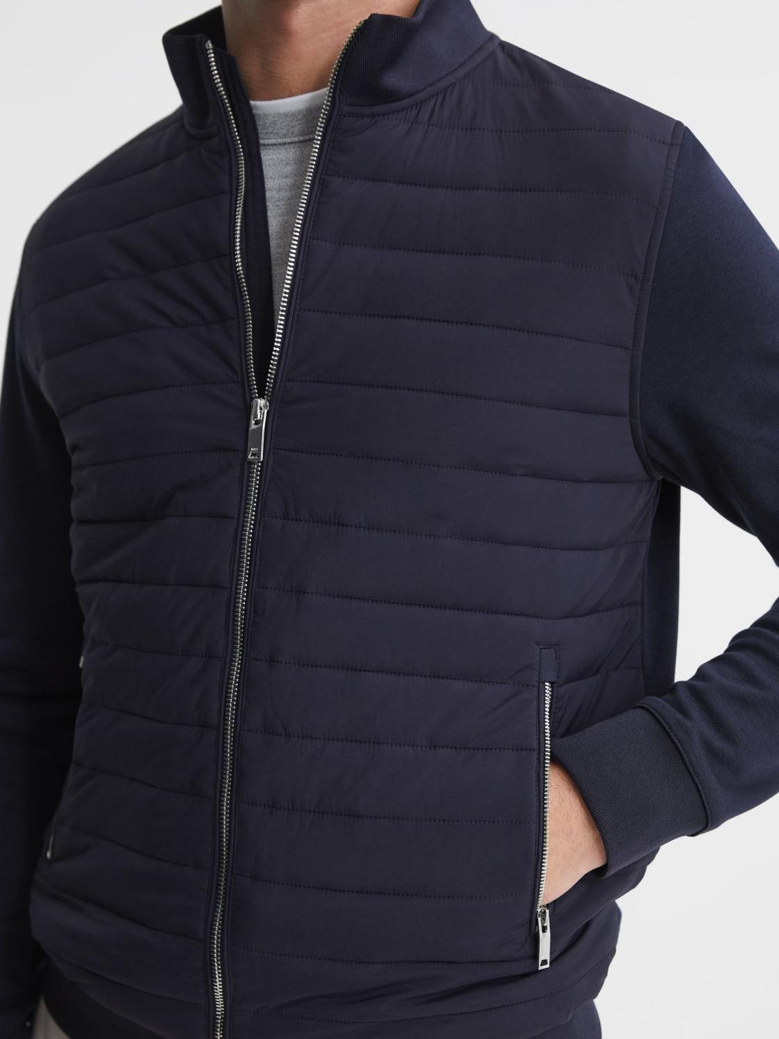Reiss Coats &amp; Jackets | Flintoff Quilted Hybrid Jacket Navy - Men