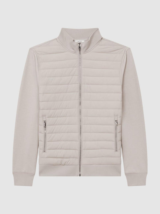 Reiss Coats &amp; Jackets | Flintoff Quilted Hybrid Jacket Stone - Men