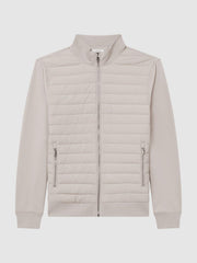 Reiss Coats &amp; Jackets | Flintoff Quilted Hybrid Jacket Stone - Men