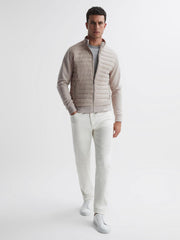 Reiss Coats &amp; Jackets | Flintoff Quilted Hybrid Jacket Stone - Men