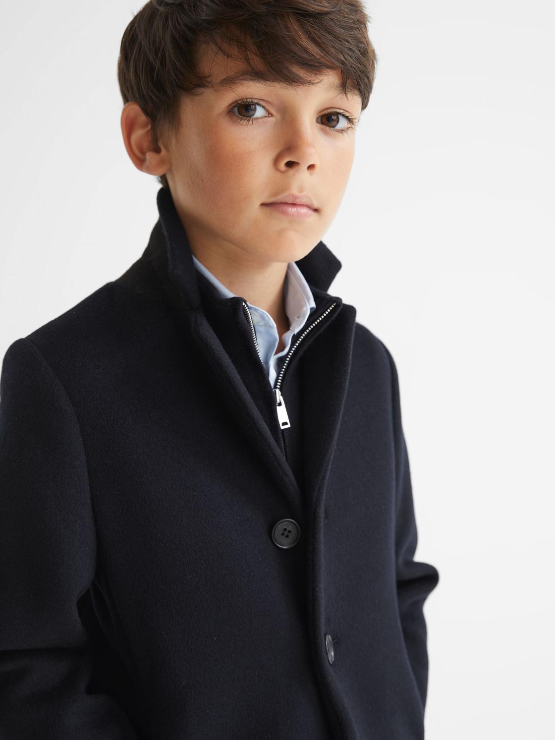 Reiss Coats &amp; Jackets | Gable Single Breasted Overcoat Navy - Children