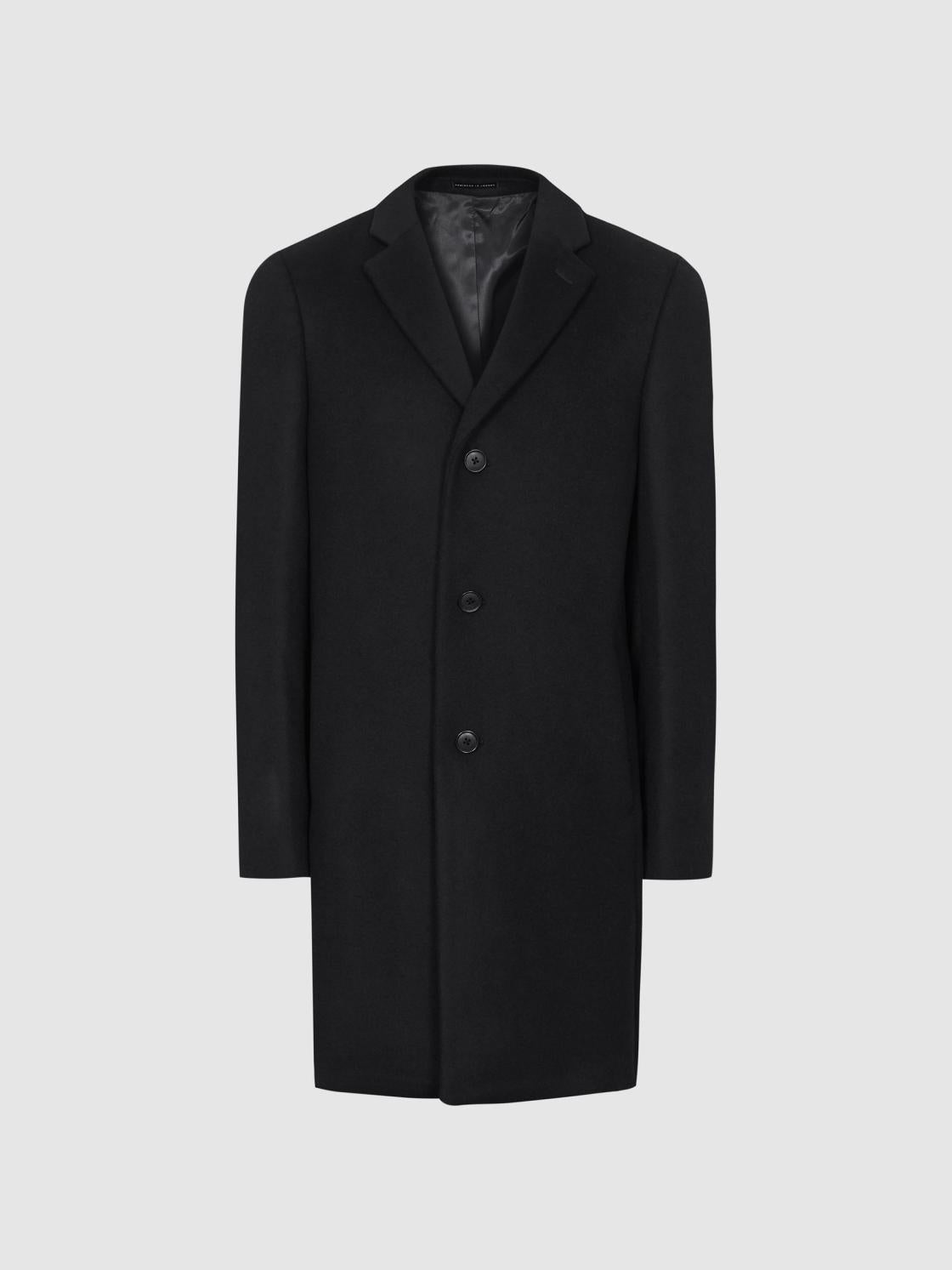 Reiss Coats &amp; Jackets | Gable Single Breasted Wool Overcoat Black - Men