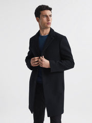 Reiss Coats &amp; Jackets | Gable Single Breasted Wool Overcoat Black - Men