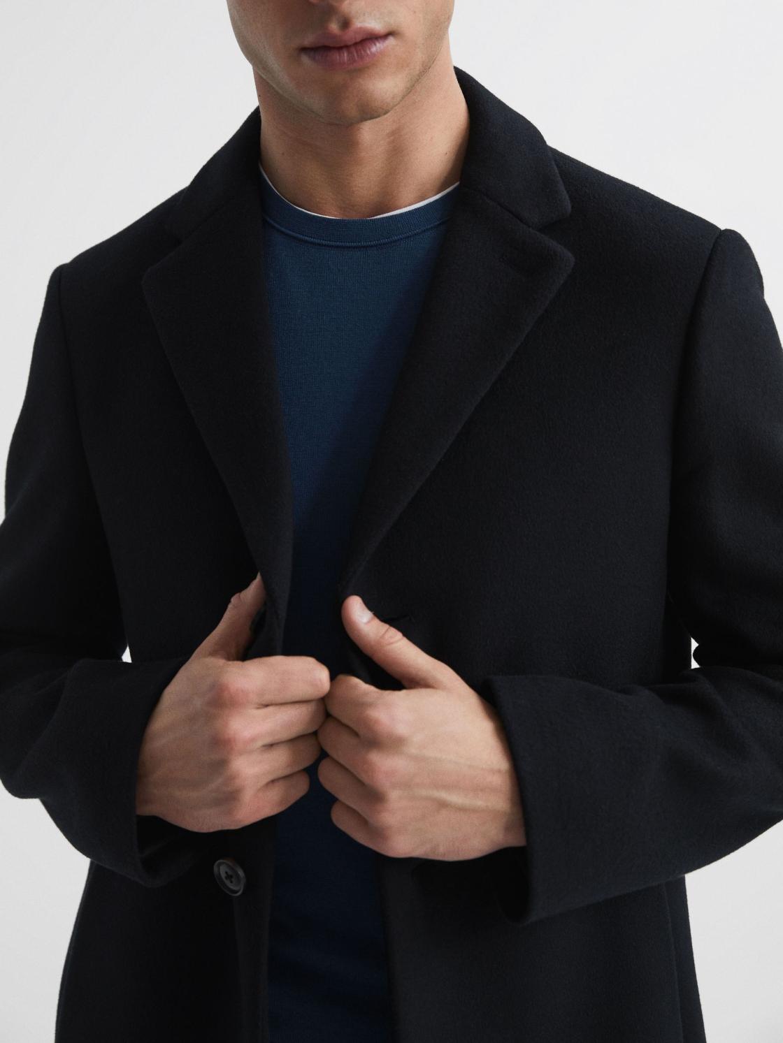 Reiss Coats &amp; Jackets | Gable Single Breasted Wool Overcoat Black - Men
